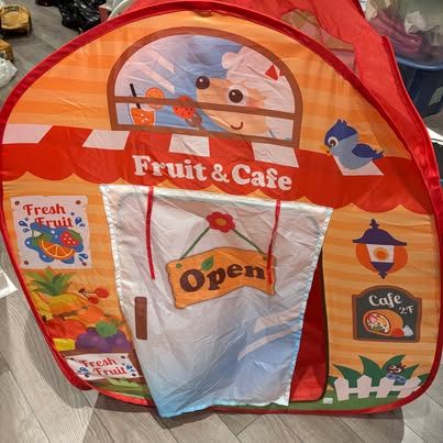 Kids Pop-Up Play Tent - 4-Sided Fruit Cafe/Ice Cream Shop