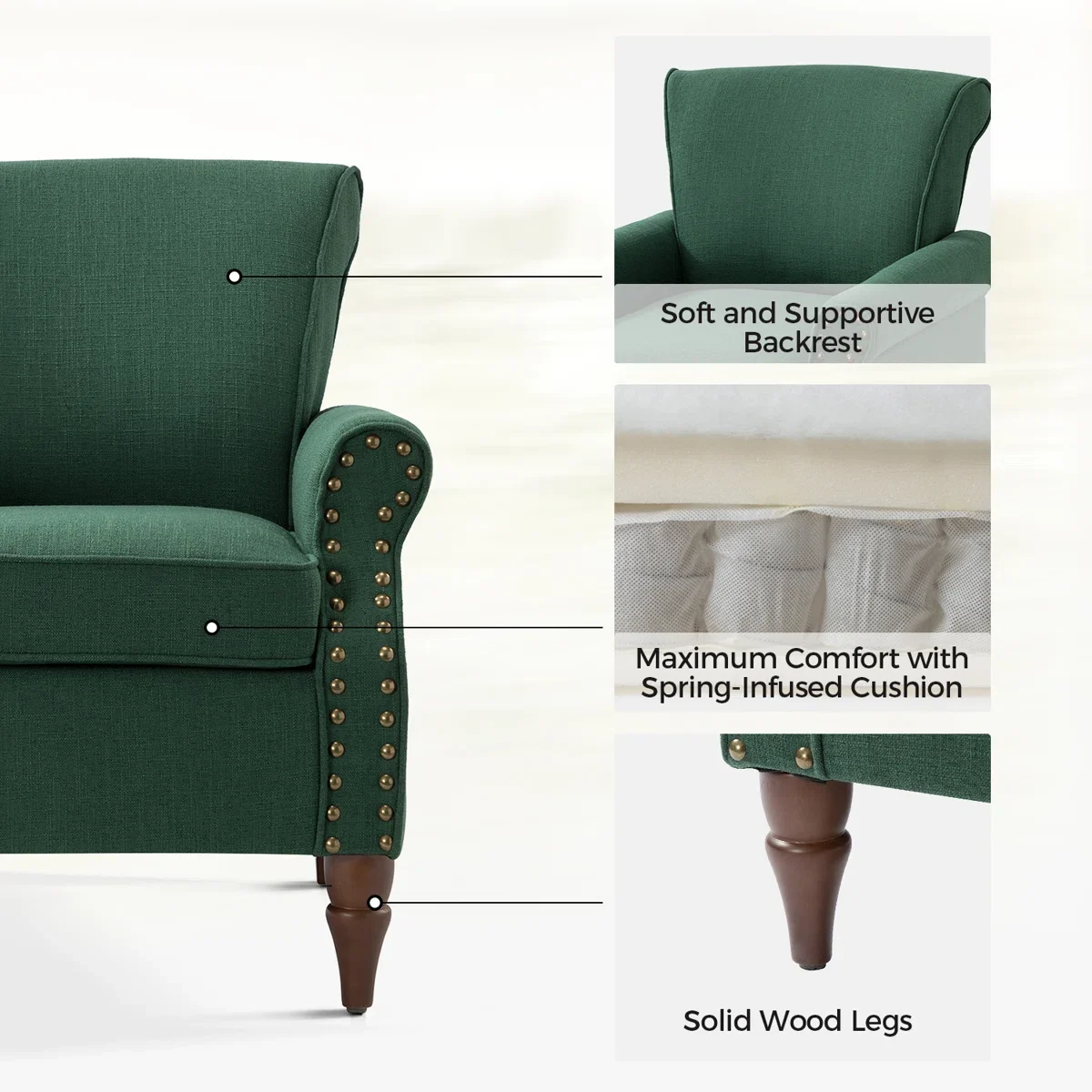 Mooresville Upholstered Armchair with Solid Wood Legs - photo 3