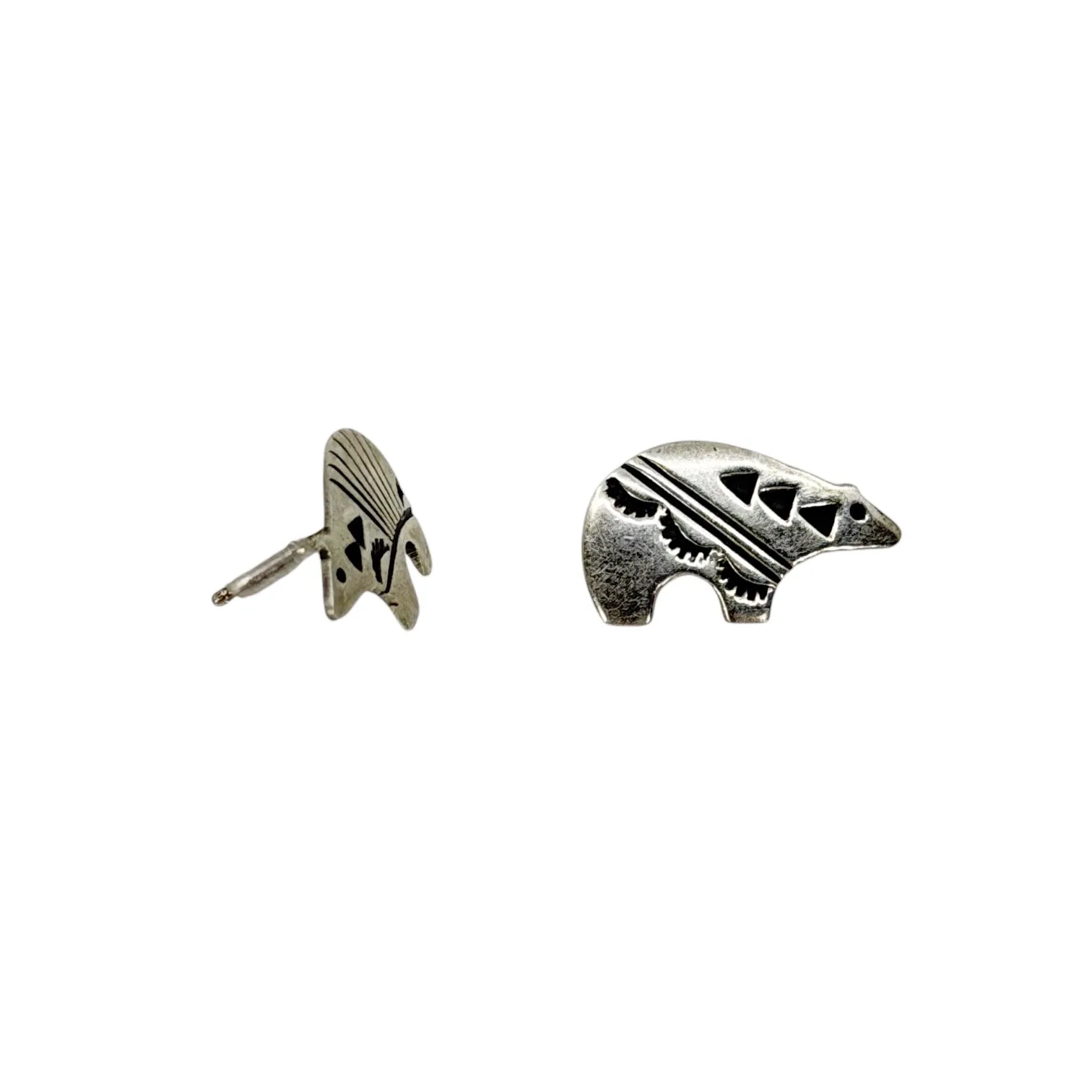NW Zuni Sterling silver bear stud earrings - photo 2