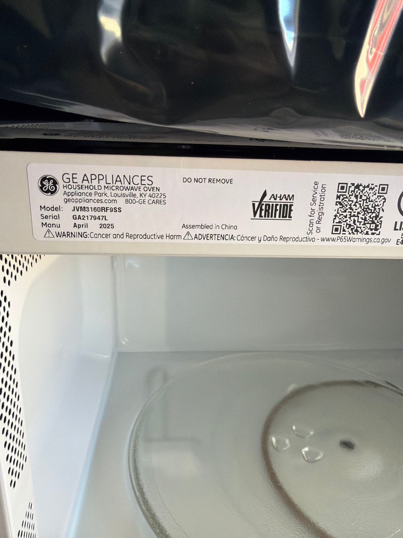 GE JVM3160RF9SS 1.6 cu ft Over-Range Microwave SS — New - photo 3
