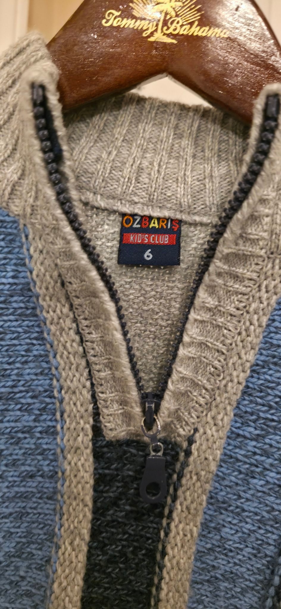 Kids Ozbari's Kid's Club grey striped quarter-zip sweater size 6 - photo 3