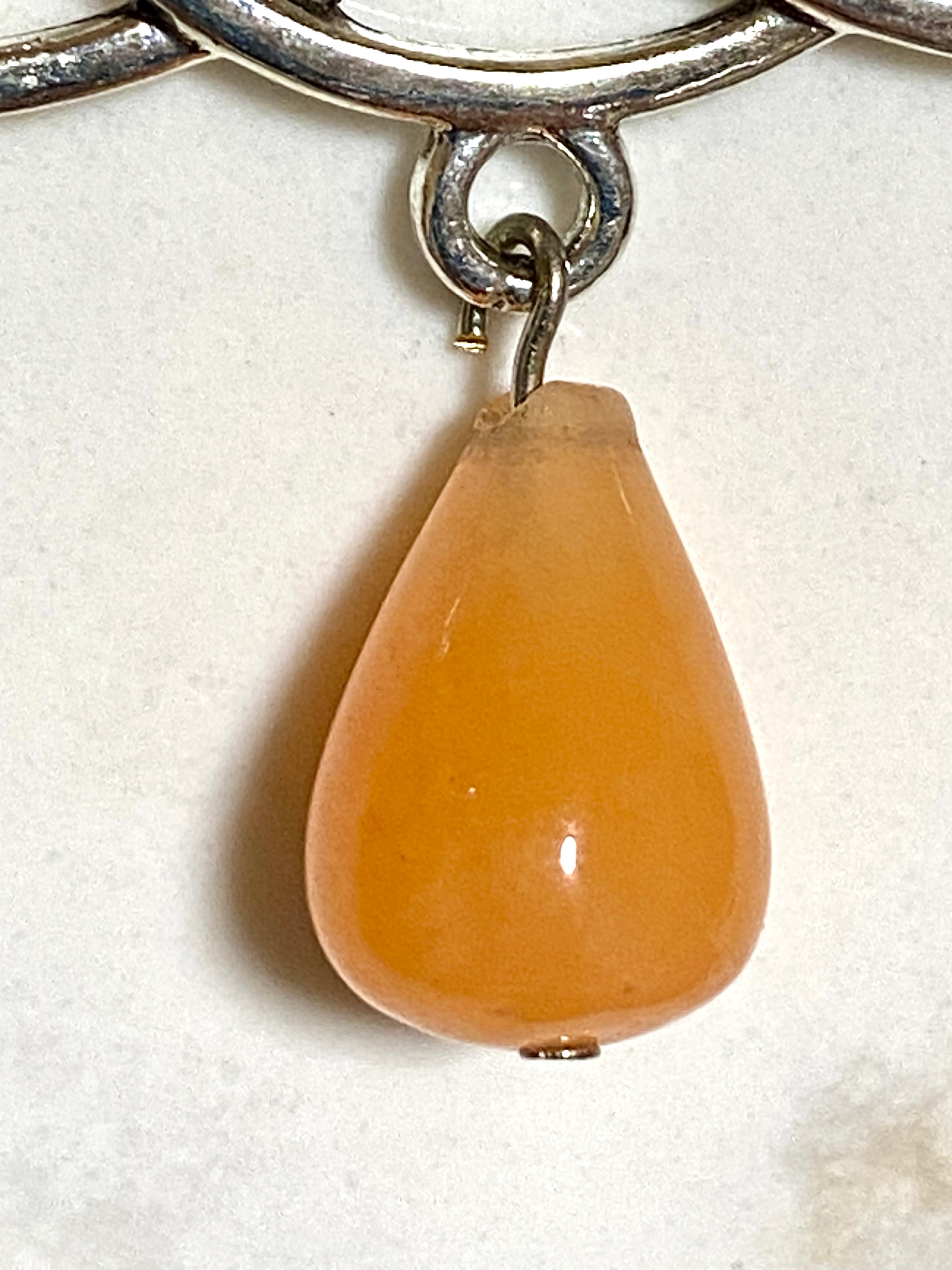 Orange Carnelian Agate Celtic Trinity Earrings, 925 Silver Hook - photo 5