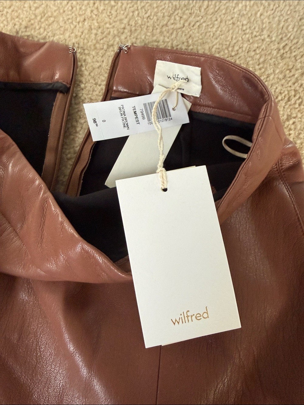 NWT Wilfred Faux Leather Mini Skirt in Rust - photo 3