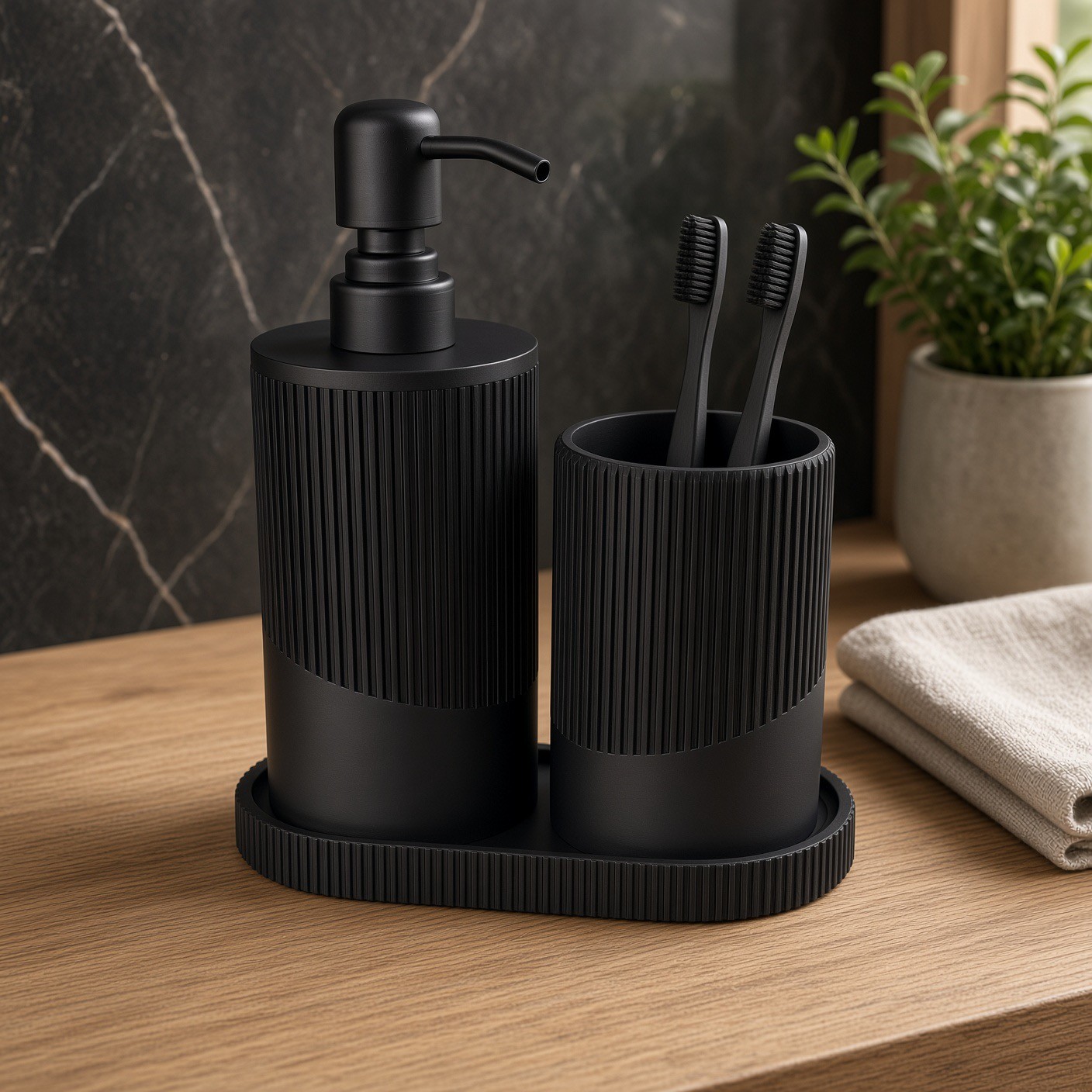 3D Printed Bathroom Set: Soap Dispenser, Toothbrush Cup and Tray - photo 2