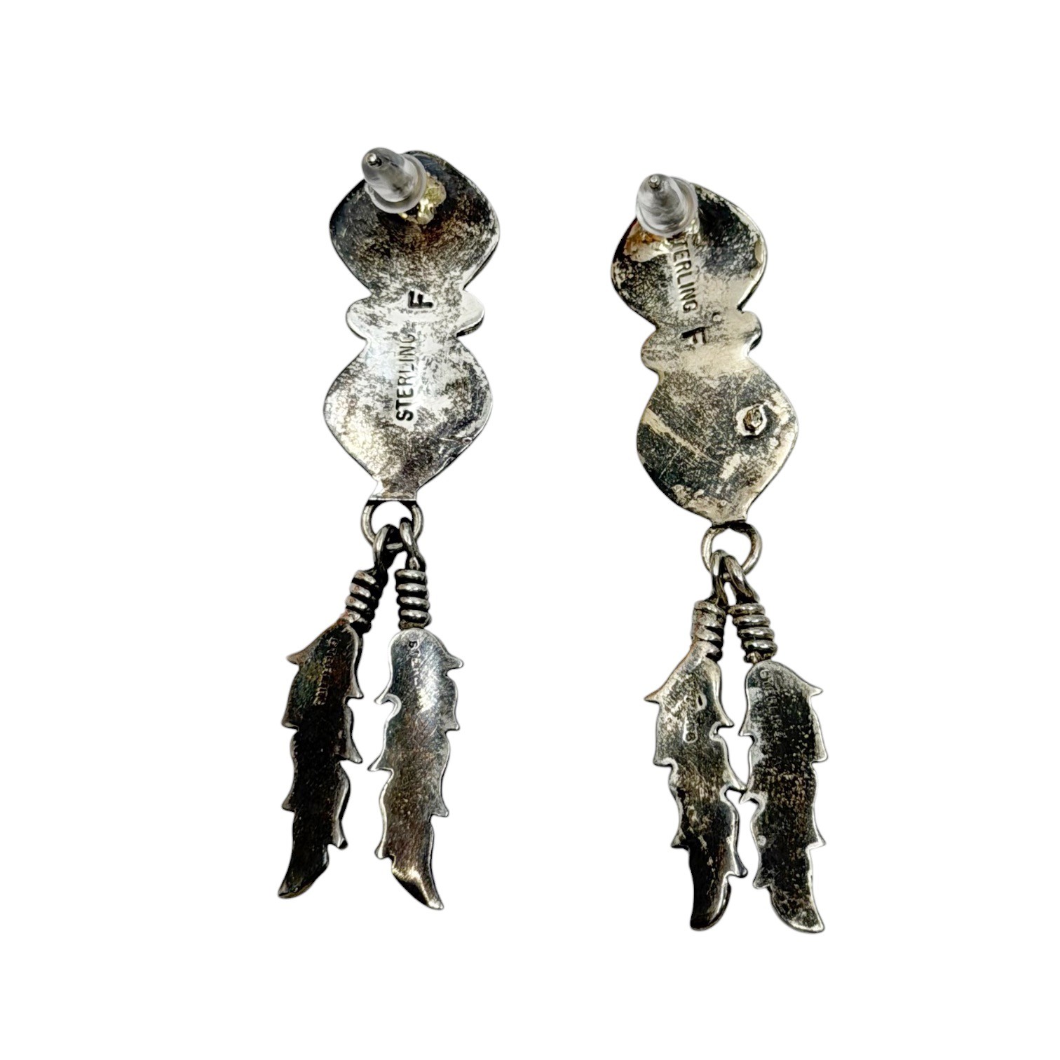 Navajo Fannie Platero sterling silver spiny oyster drop earrings - photo 4