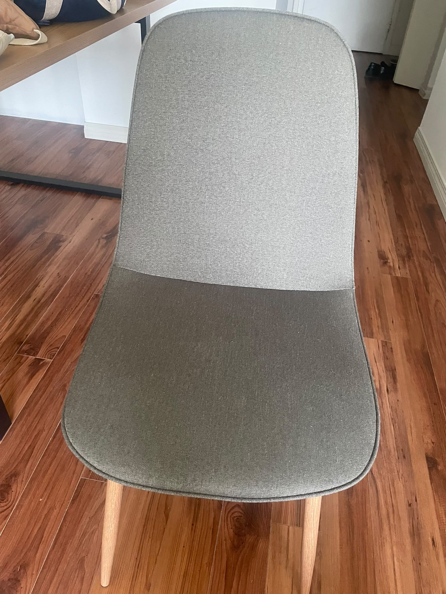 Set of 4 Grey Upholstered Dining Chairs with Wood Legs - photo 2
