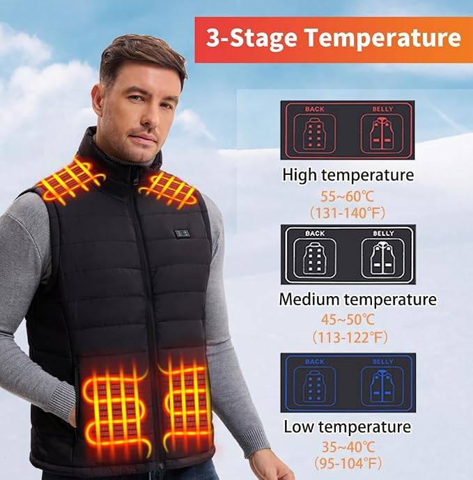 Men's Heated Vest, Lightweight with 15 zones, 3XL - photo 5