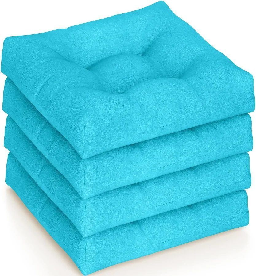 Giantex Set of 4 Tufted Patio Cushions, Turquoise