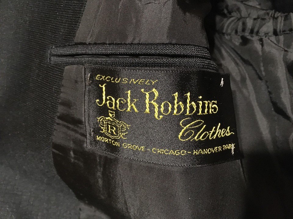 VINTAGE JACK ROBBINS CLOTHES SUIT BLACK L40/34 CHICAGO - photo 2