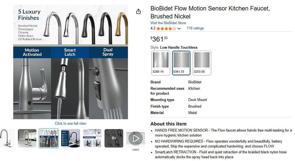 Faucet with sensor, hand-free, Flow Motion Sensor K