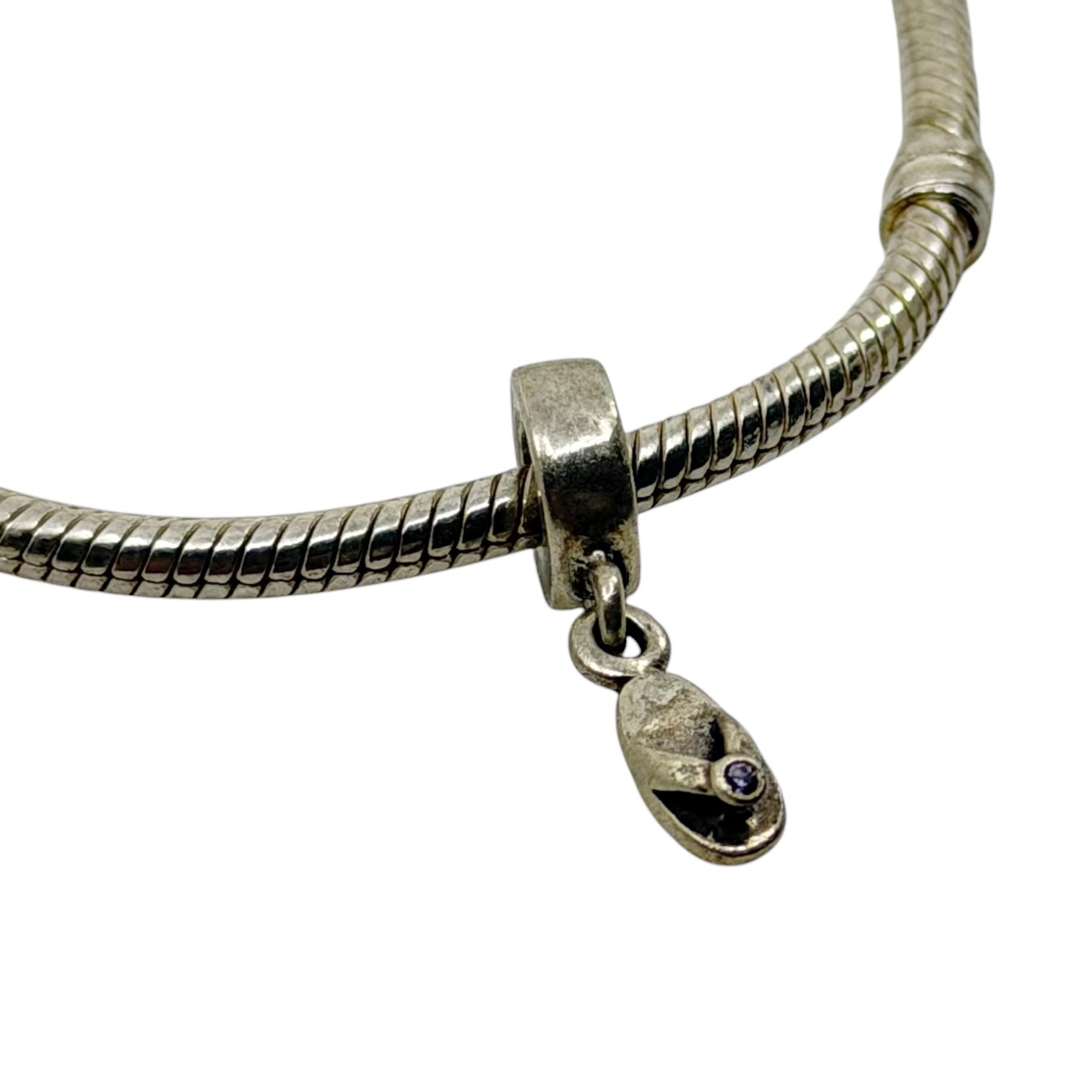 PANDORA sterling silver Flip Flop With Amethyst CZ bead Charm - photo 2