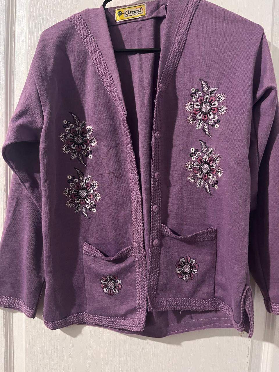 New Women's Purple Embroidered Cardigan Sweater - photo 2