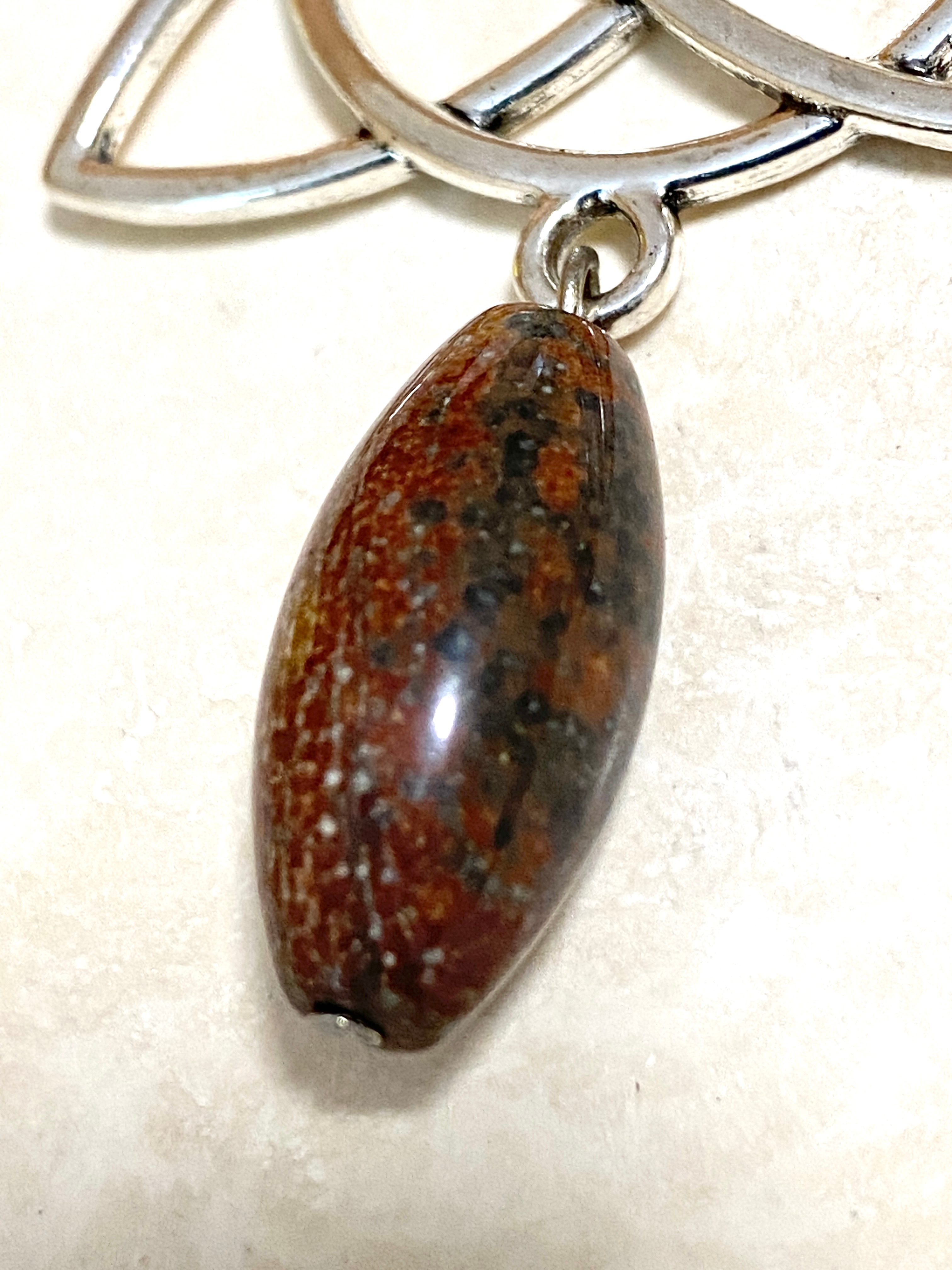 Earthy Convoluted Jasper Celtic Trinity Earrings, 925 Hooks - photo 3