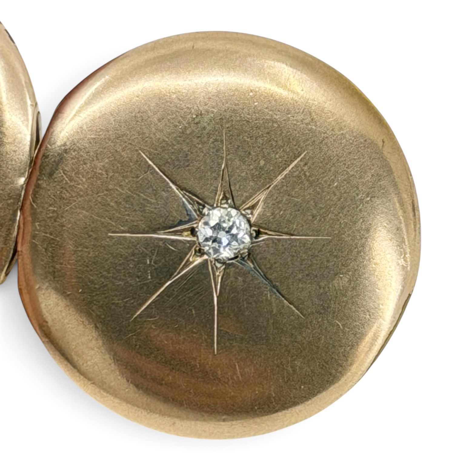 Wightman & Hough Gold shell Old Mine Cut Diamond locket pendant - photo 3