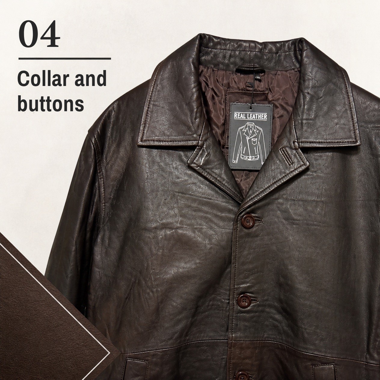 JKT-044 — Men's Santiago 3/4 leather coat — brand new, size 3XL - photo 4