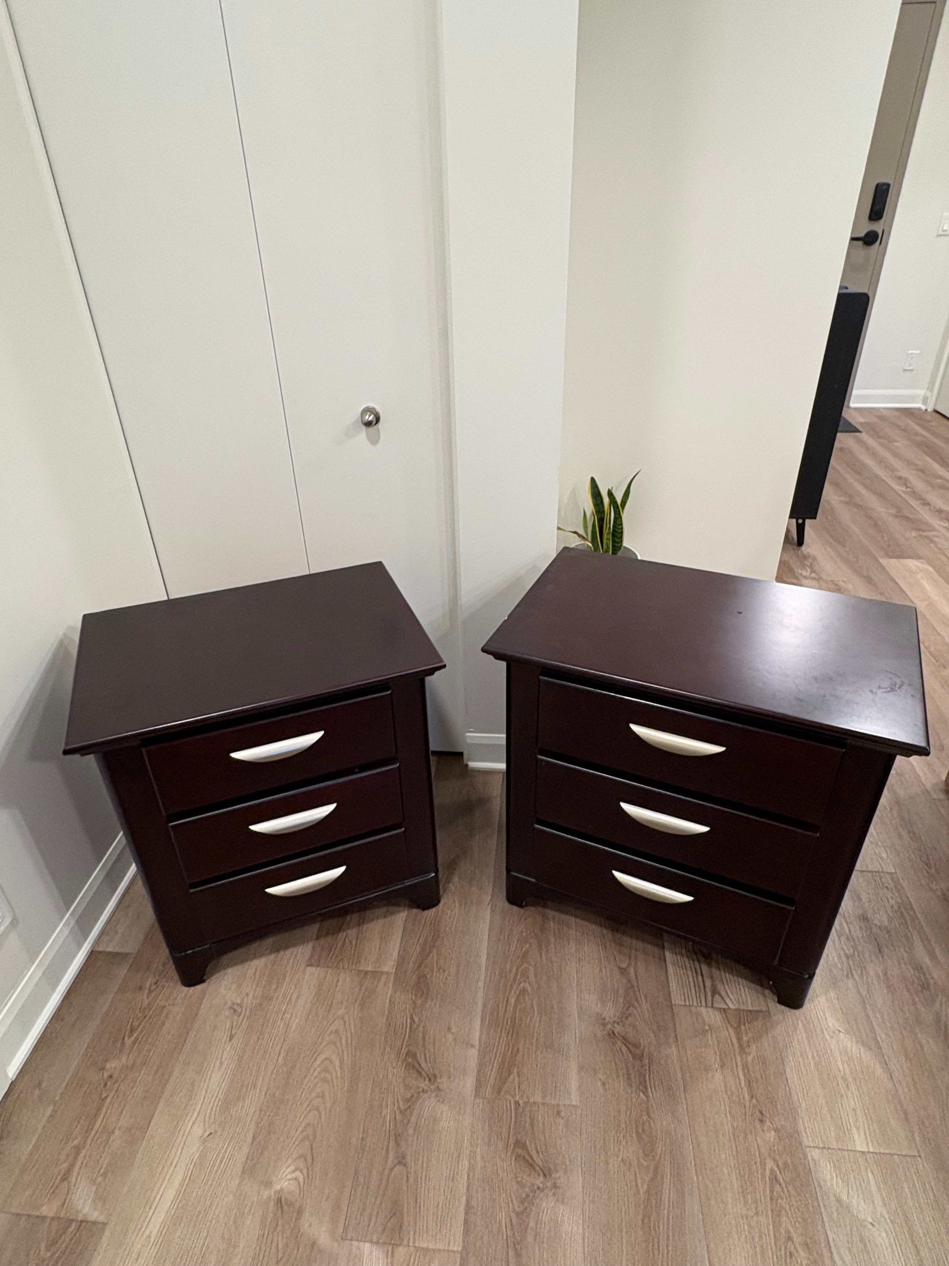 Set of 2 Large 3-Drawer Bedside / Side Tables – Cherry Red - photo 2