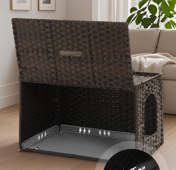 New Wicker Cat Litter Box House Enclosure - photo 2