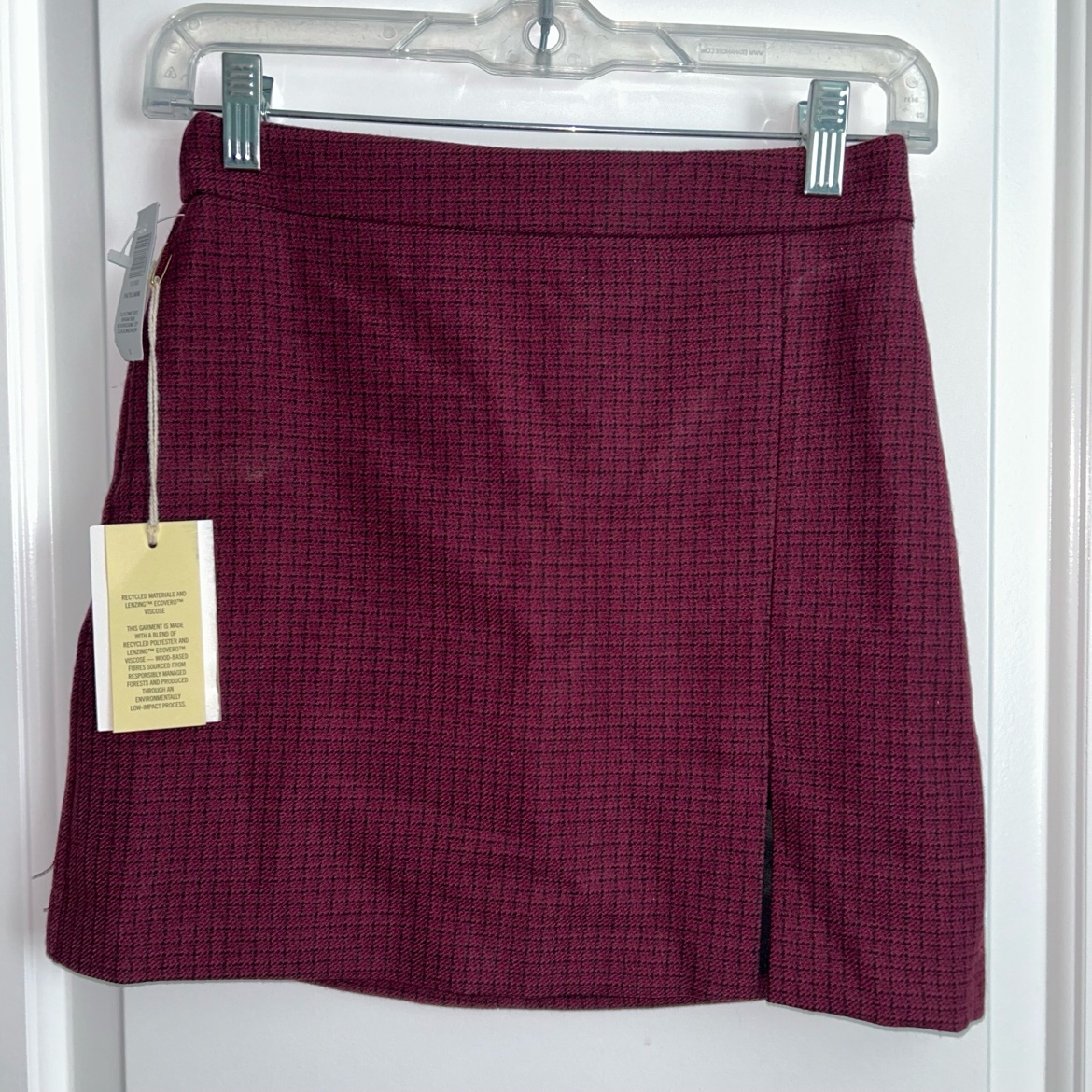 Wilfred Patio Mini Skirt – Burgundy/Black, 0, NWT