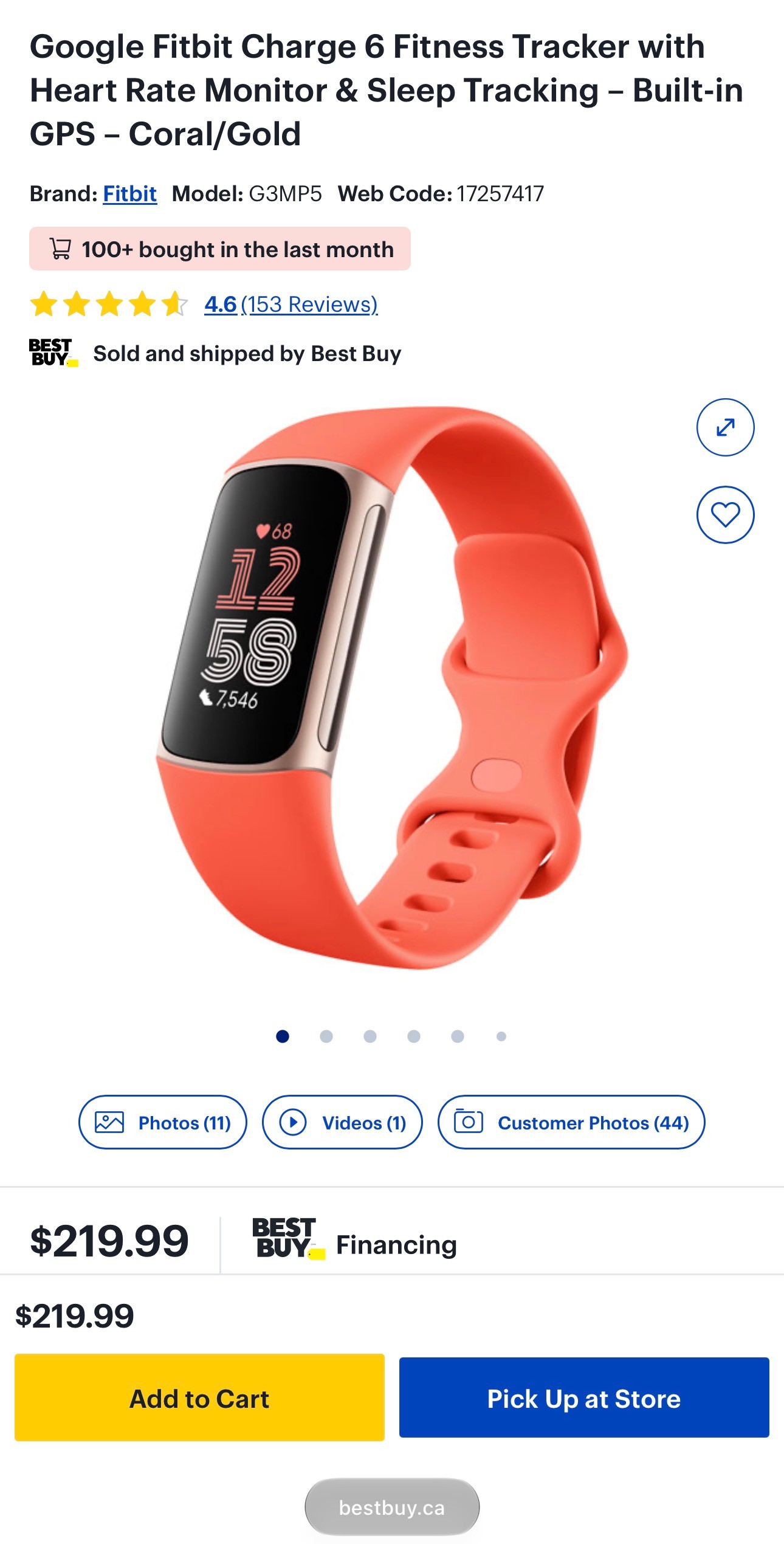 Google Fitbit 6 Fitness Tracker Heart & Sleep Track Built-in GPS