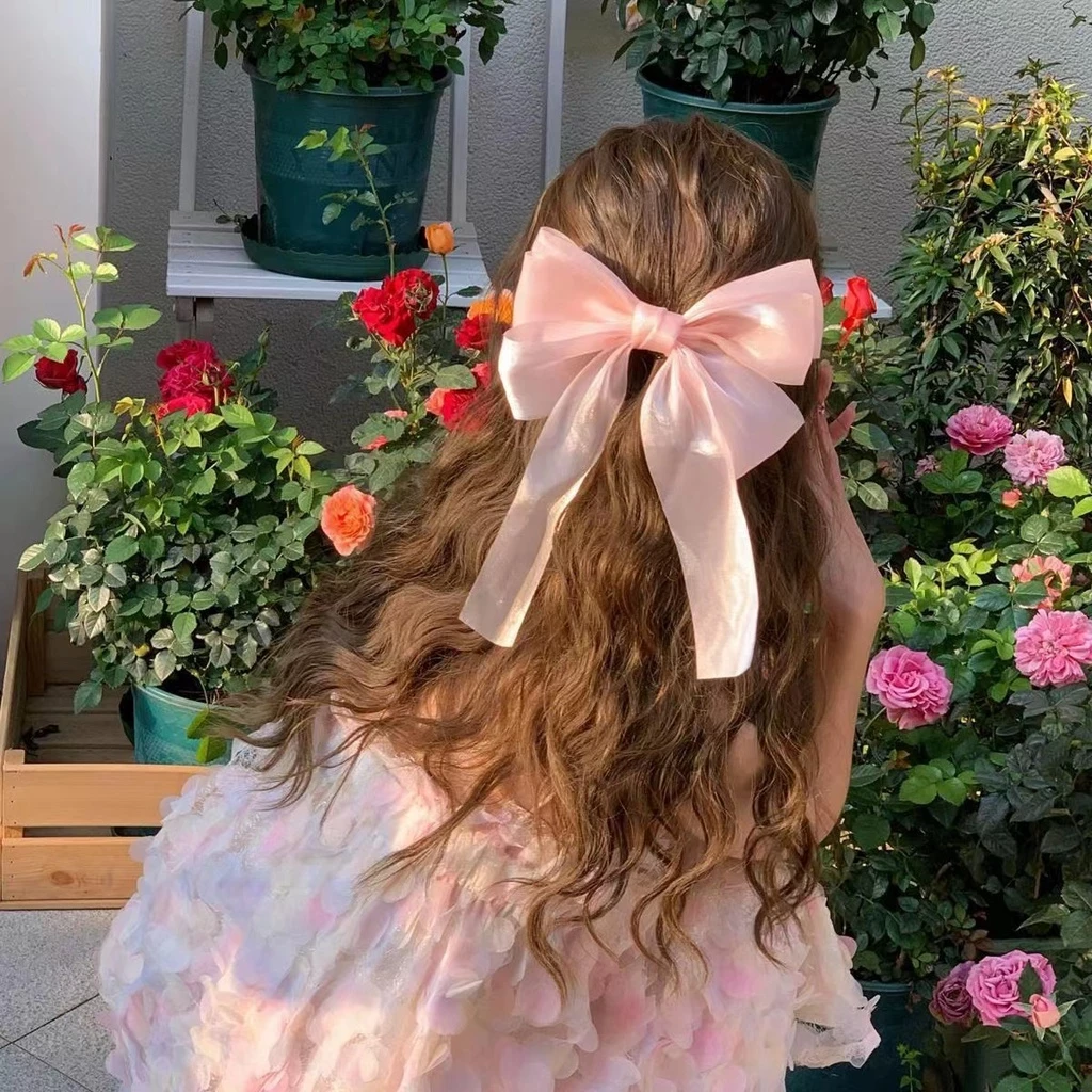 Light Pink Princess Ribbon Bow Sheer Hair Clip
