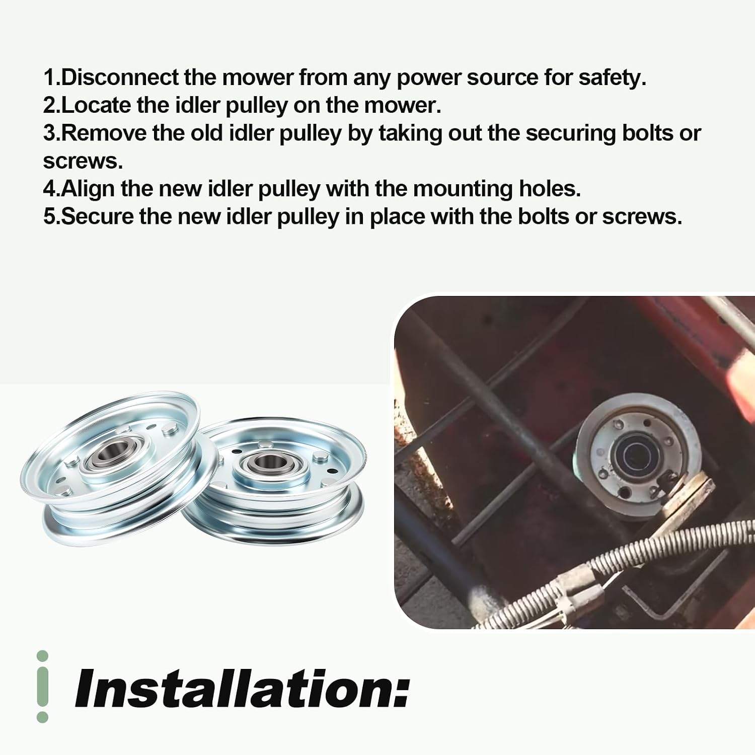 2PCS Idler Pulleys for King Kutter RFM Finish Mower - photo 4
