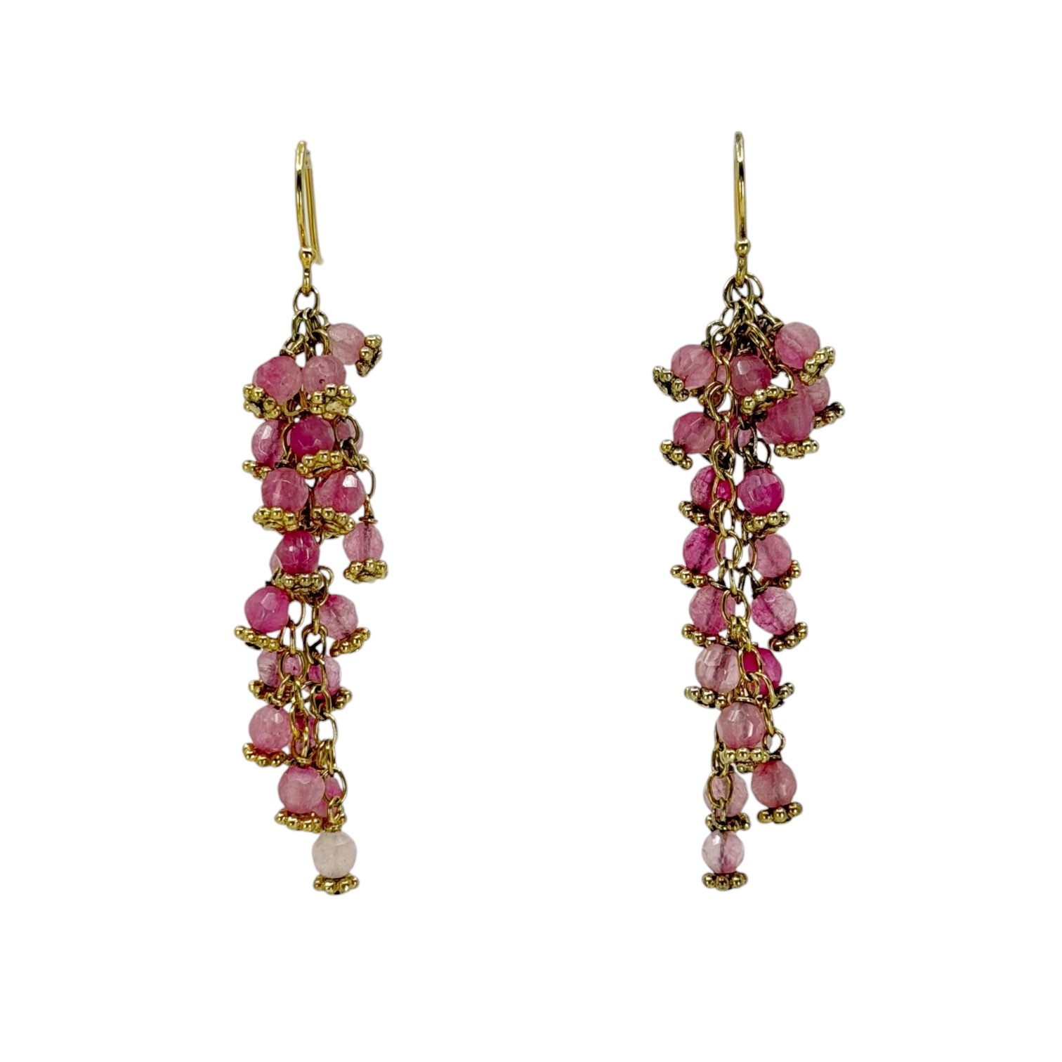 Gold vermeil sterling silver tourmaline beads drop earrings - photo 2