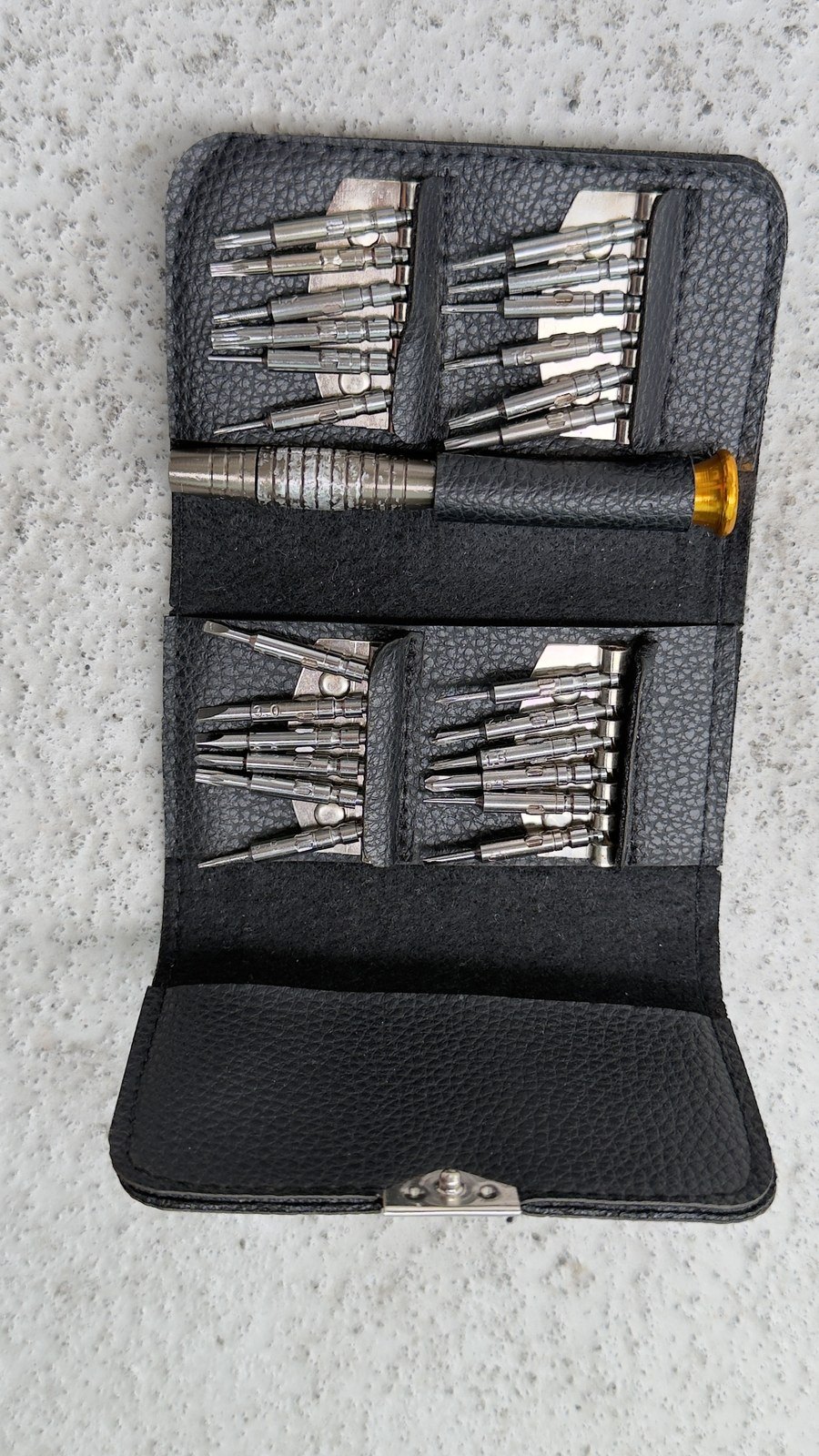 Precision Screwdriver Set – 24 Bits + Handle, Leather Pouch