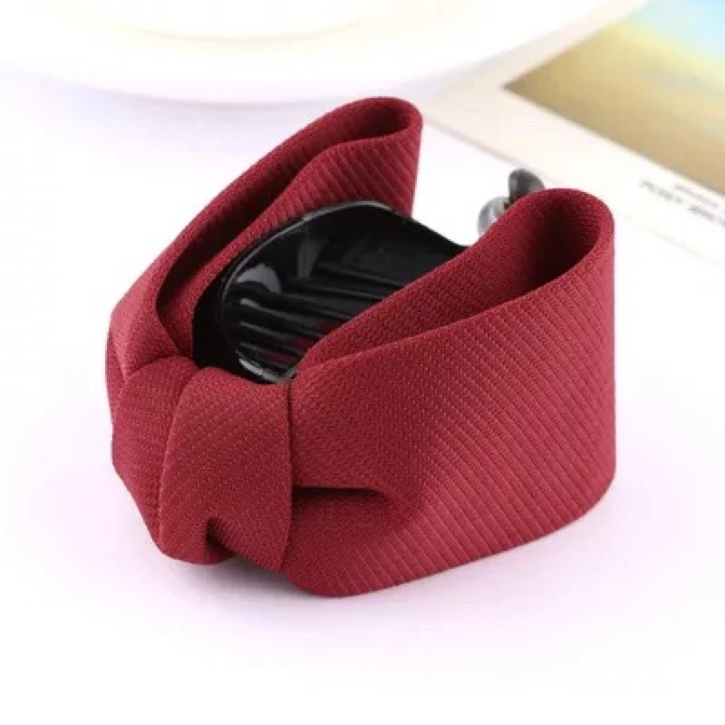 Wine Red Fabric Ribbon Bow Banana Hair Clip - photo 2