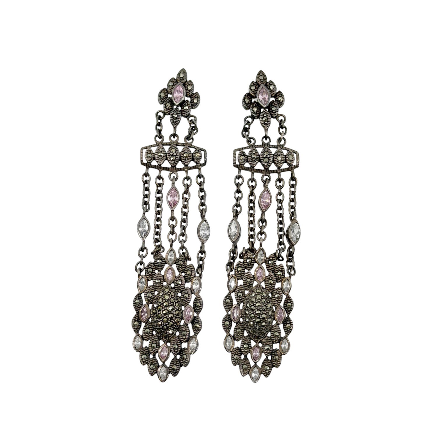 Vintage Loisir sterling silver cubic zirconia marcasite earrings