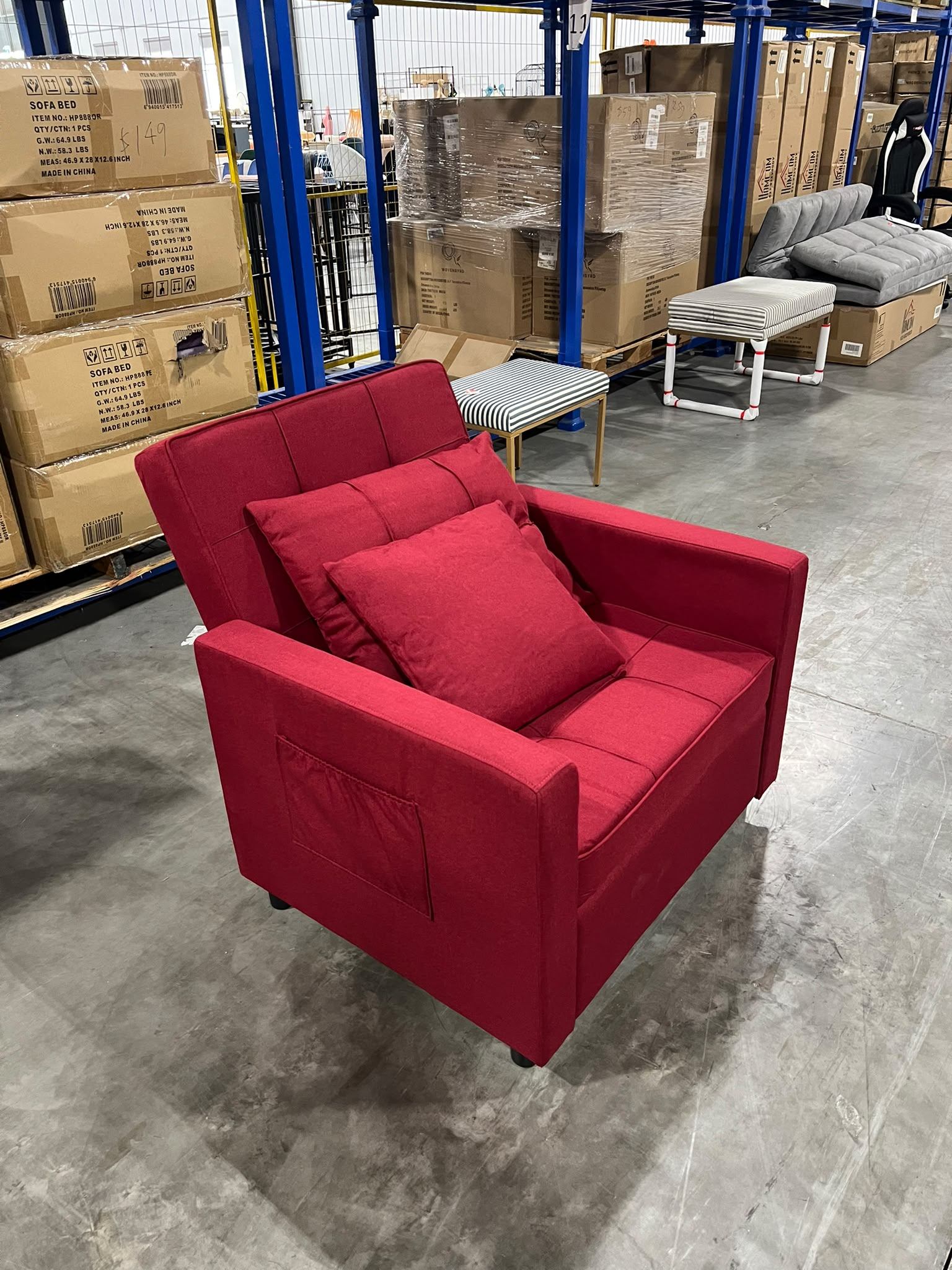 Red Sofa Bed Armchair $149 🛋️ Brand New – Fabric, Pull-Out Bed - photo 5