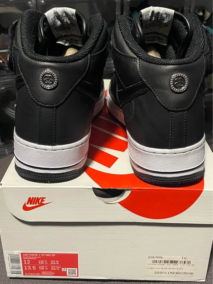 Black Stüssy Edition Air Force 1 '07 Mid SP - Size: Men's 12 - photo 3