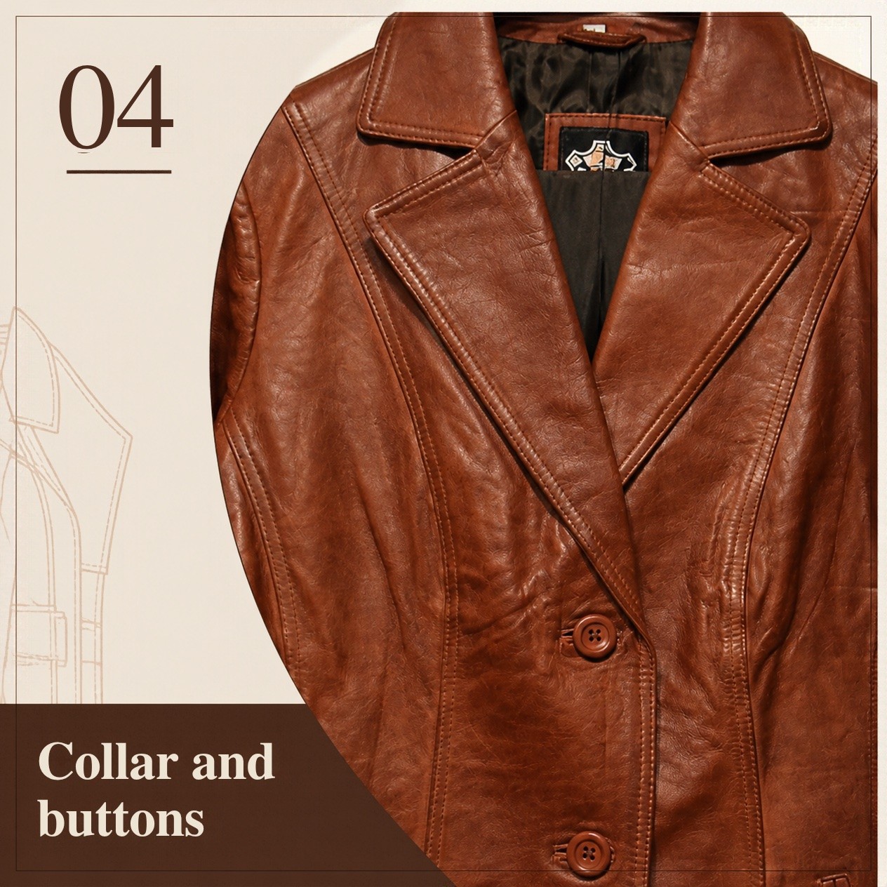 JKT-047 — Women's Surrey leather blazer — brand new, size L - photo 3