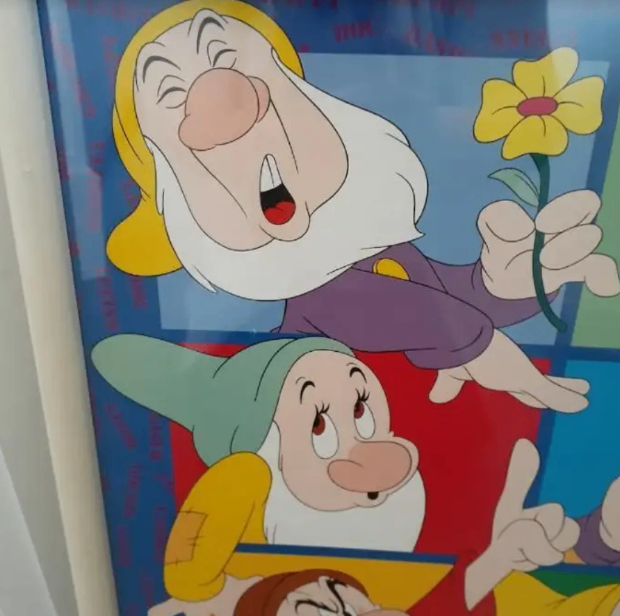Vintage Disney Seven Dwarfs colourful Poster OSP Framed - photo 2