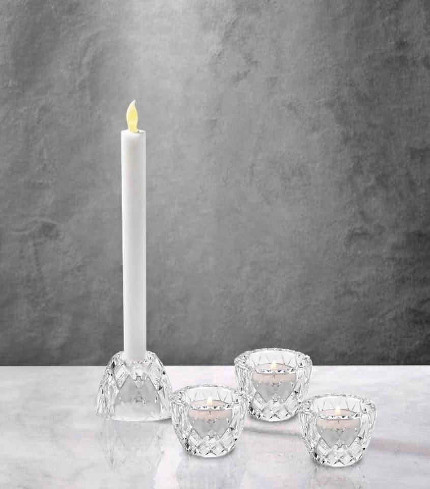 Diamond 2-in-1 Glass Candle Holders – 4 Pack | Candle Holder /