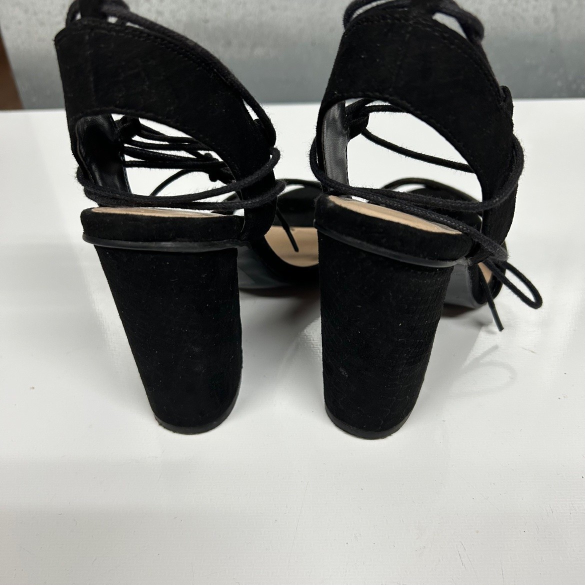 Call It Spring Black Lace-Up Block Heels – US 6, Like New - photo 2