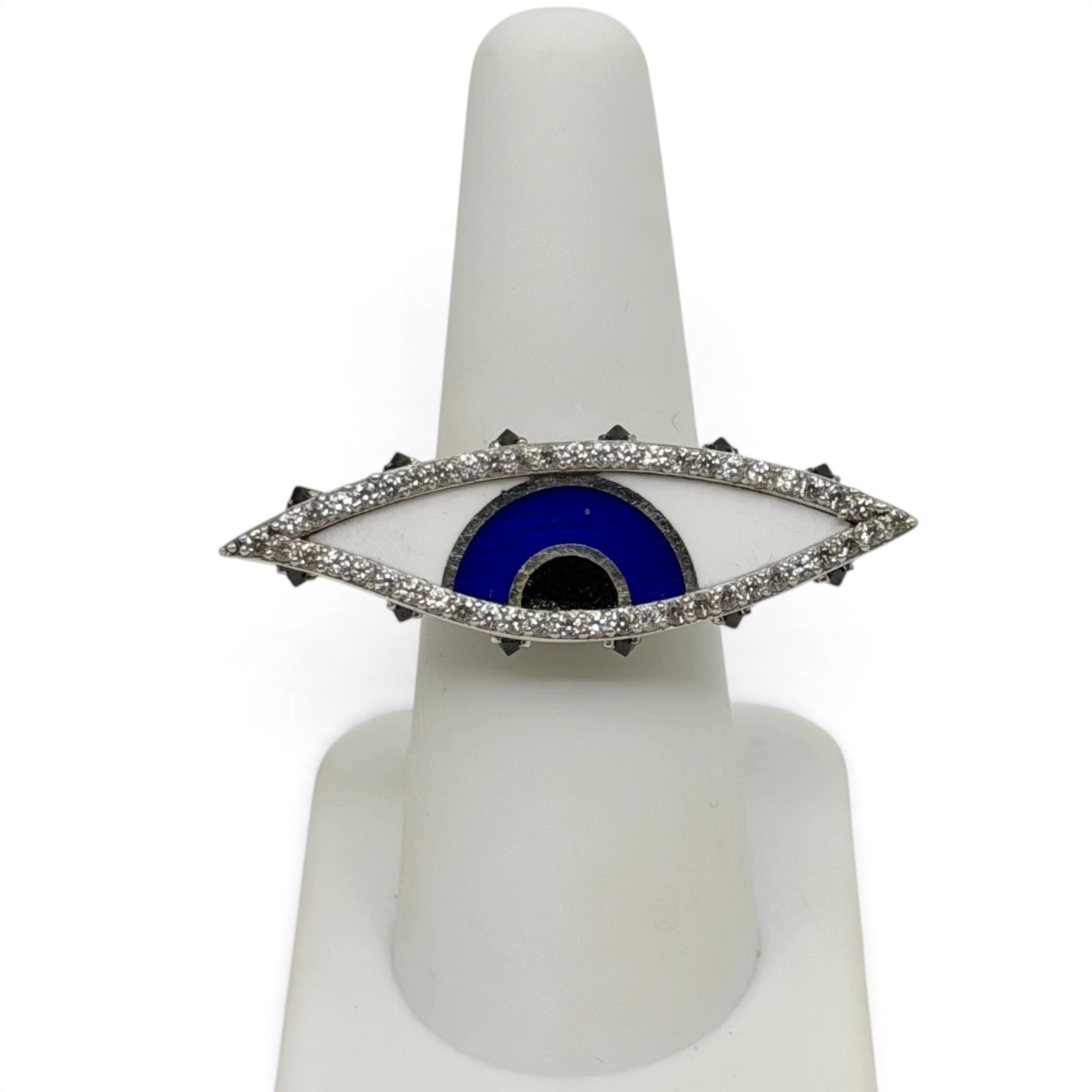 JAS 925 sterling silver cubic zirconia enamel evil eye ring - photo 2