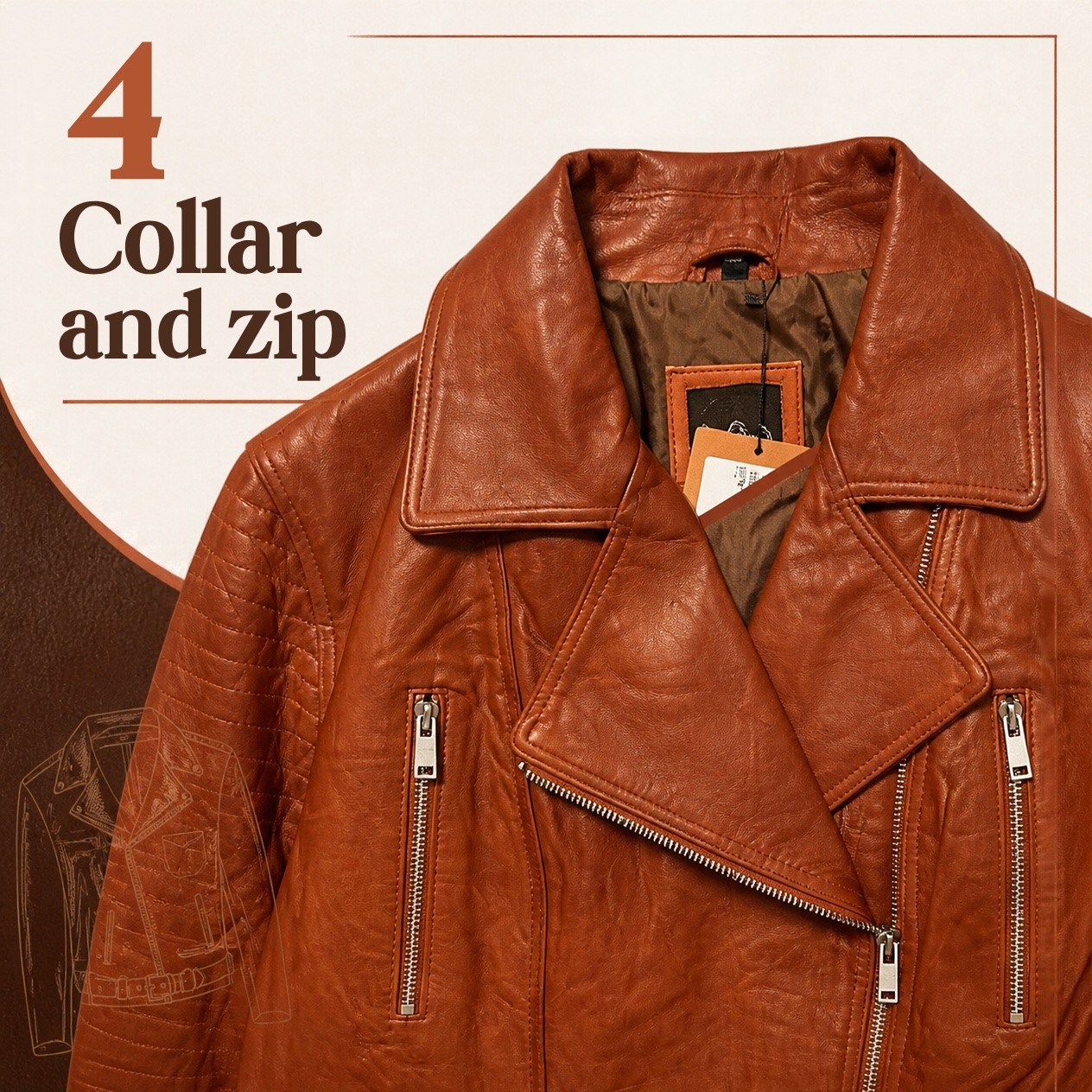 JKT-053 — Women's leather moto jacket — brand new, size 3XL - photo 3
