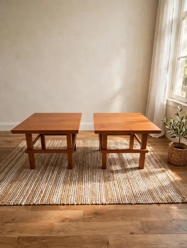Mcm Solid Wood Side Table Set - photo 2