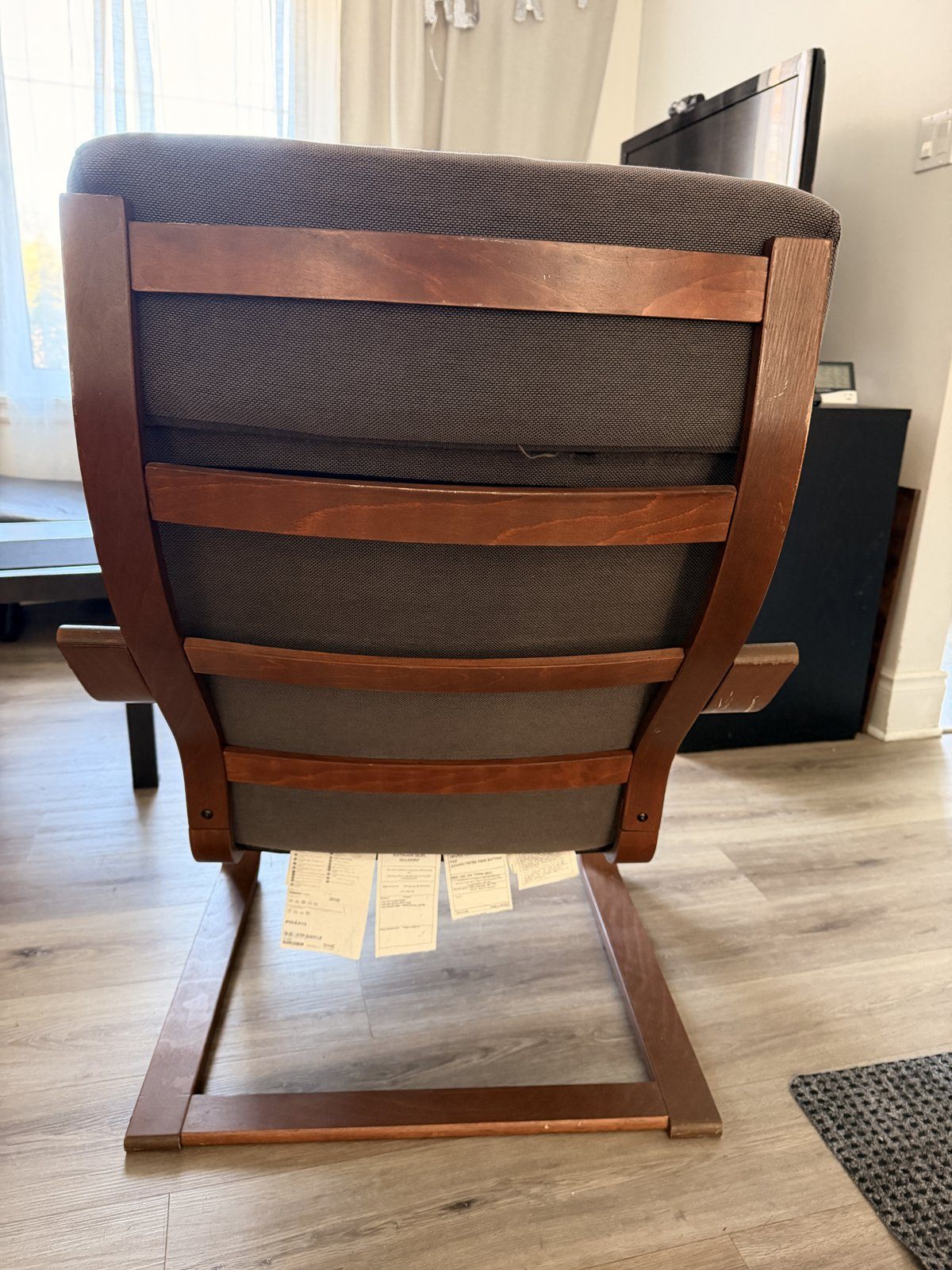 IKEA POÄNG Armchair – Brown Bentwood Frame, Dark Grey Cushion - photo 5