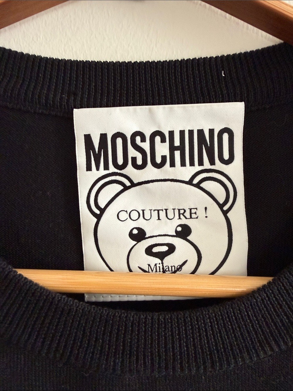 Authentic Moschino Black Sweater dress with Tan Teddy Graphic - photo 2