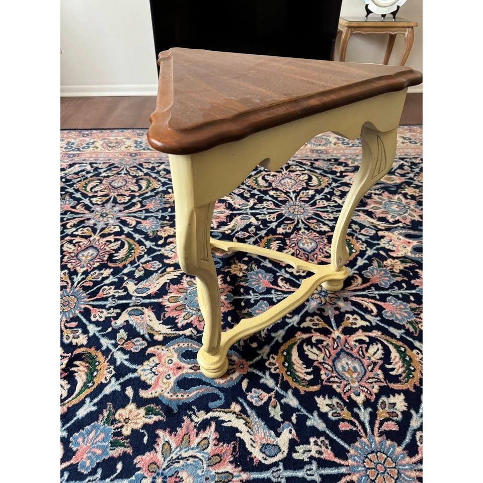 Pair French Provincial Triangular End Tables Set of 2 - photo 2