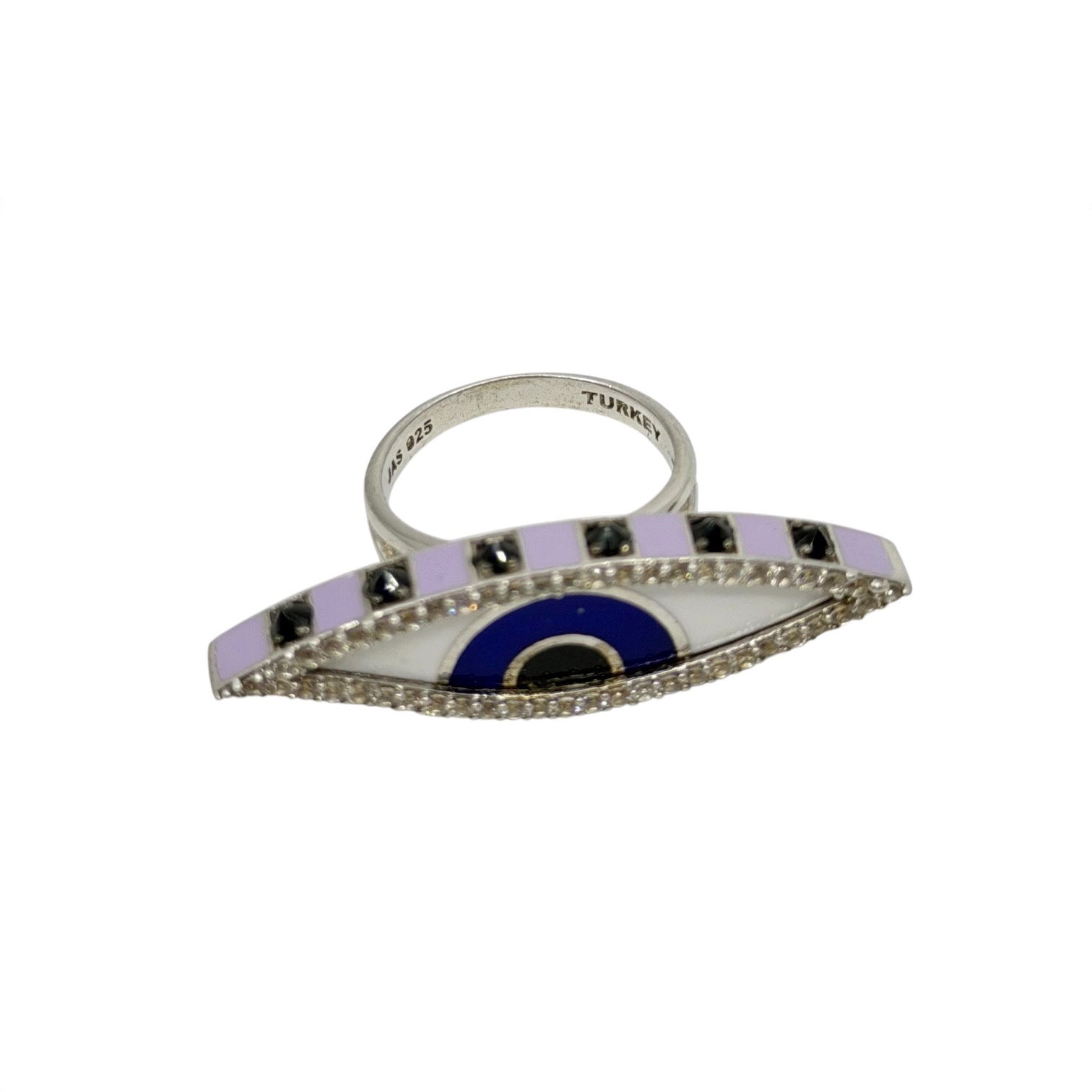 JAS 925 sterling silver cubic zirconia enamel evil eye ring - photo 5