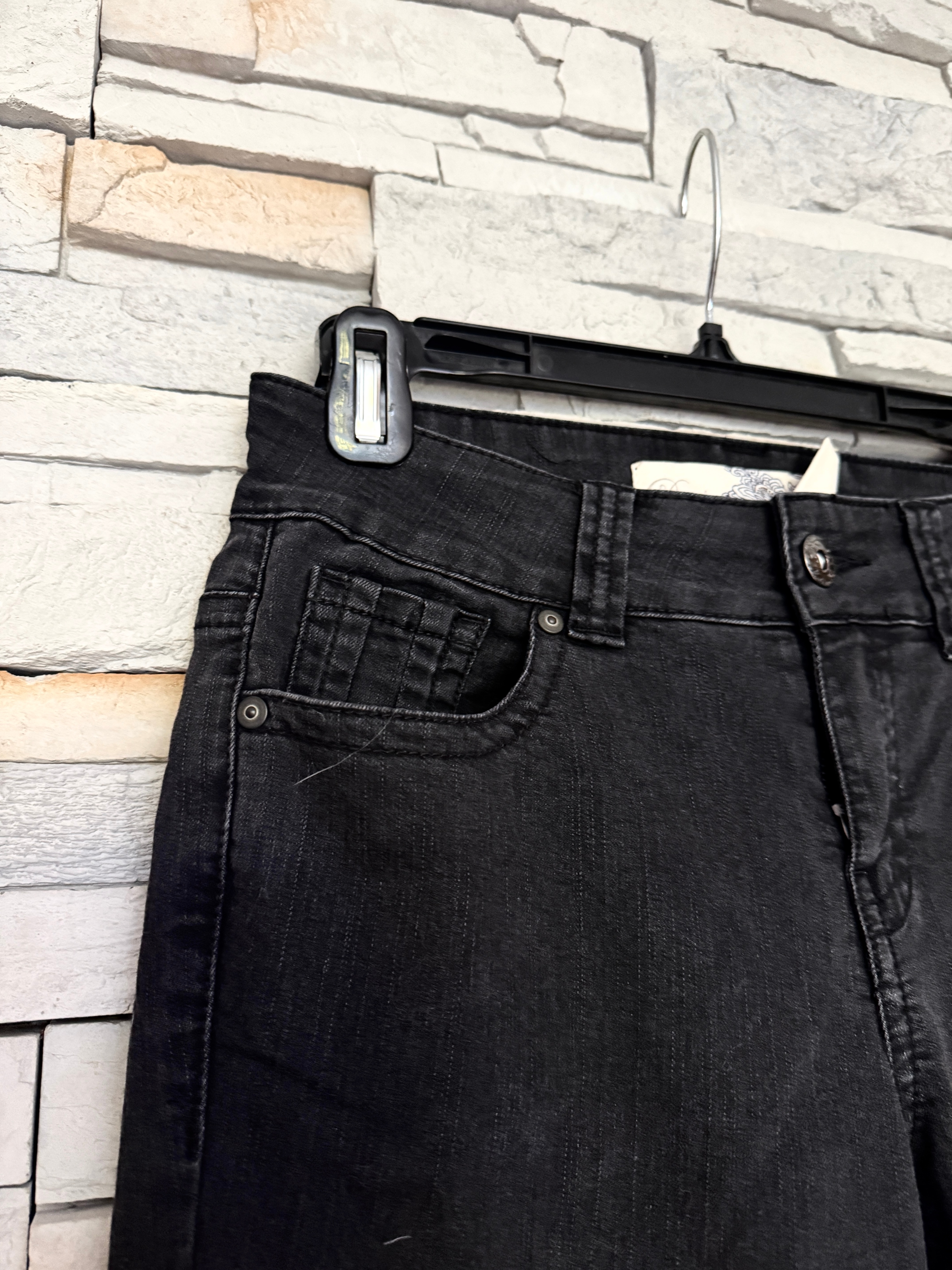 Le Chateau Black Faded Flare Jeans 26 NWOT Y2K Stitch Details - photo 5
