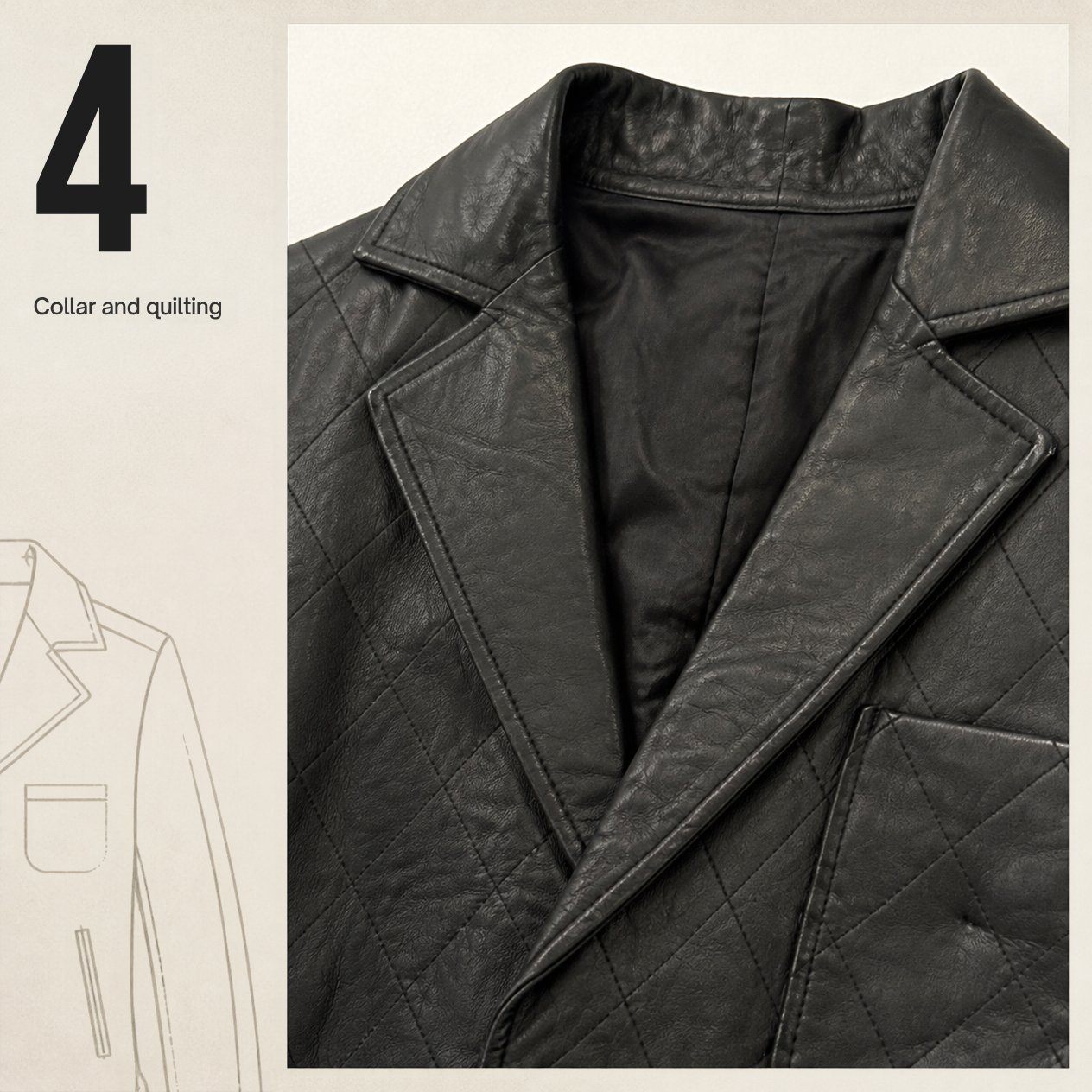 JKT-006 — Men's Elton quilted leather blazer — brand new size XL - photo 3