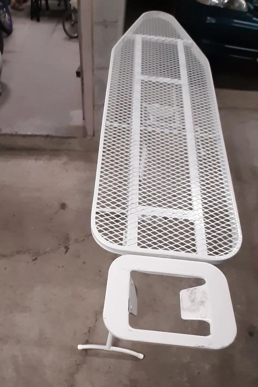 White Metal Ironing Board With New Cover - photo 3