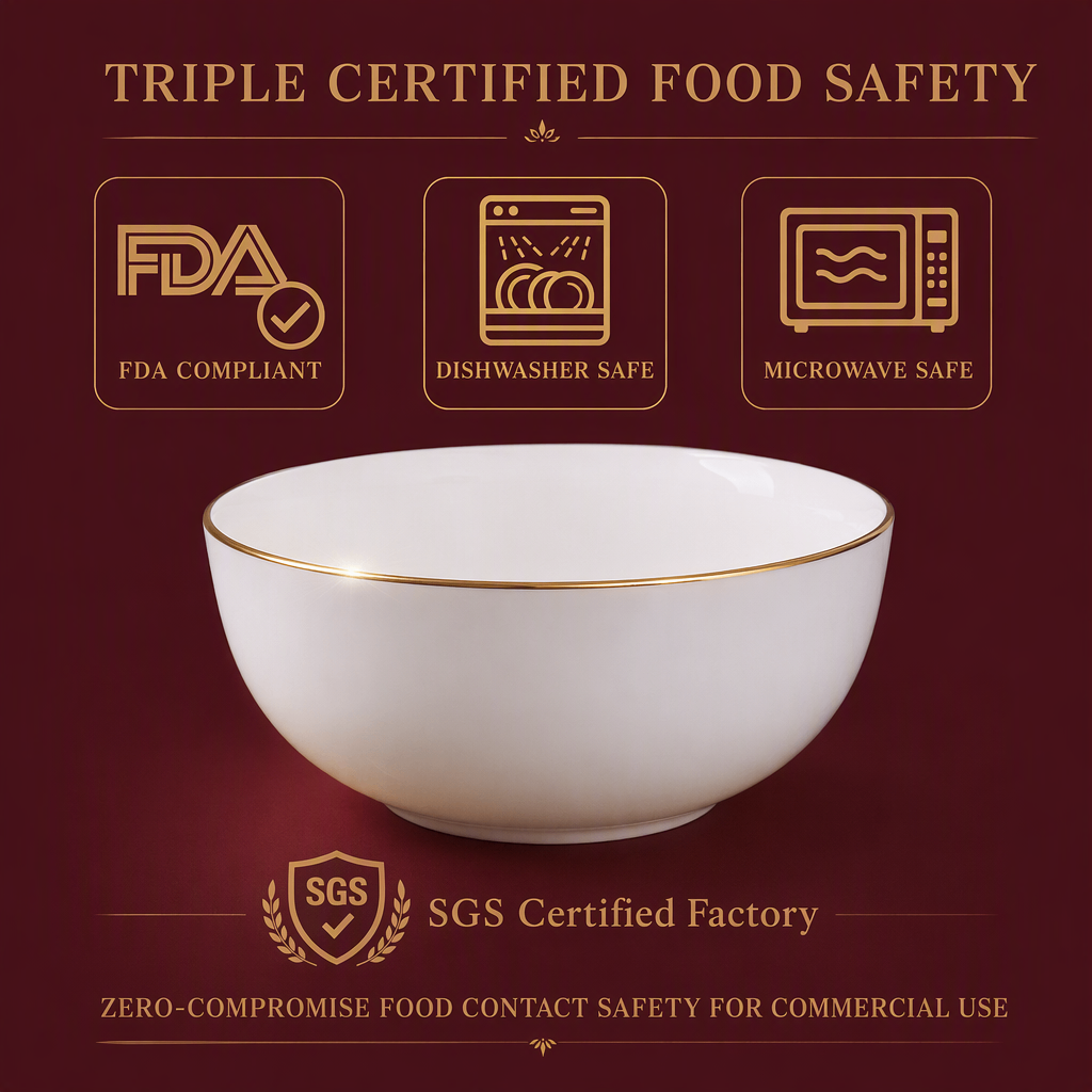 150 BRAND NEW Bone China 36 OZ Serving Bowls – Gold Rim