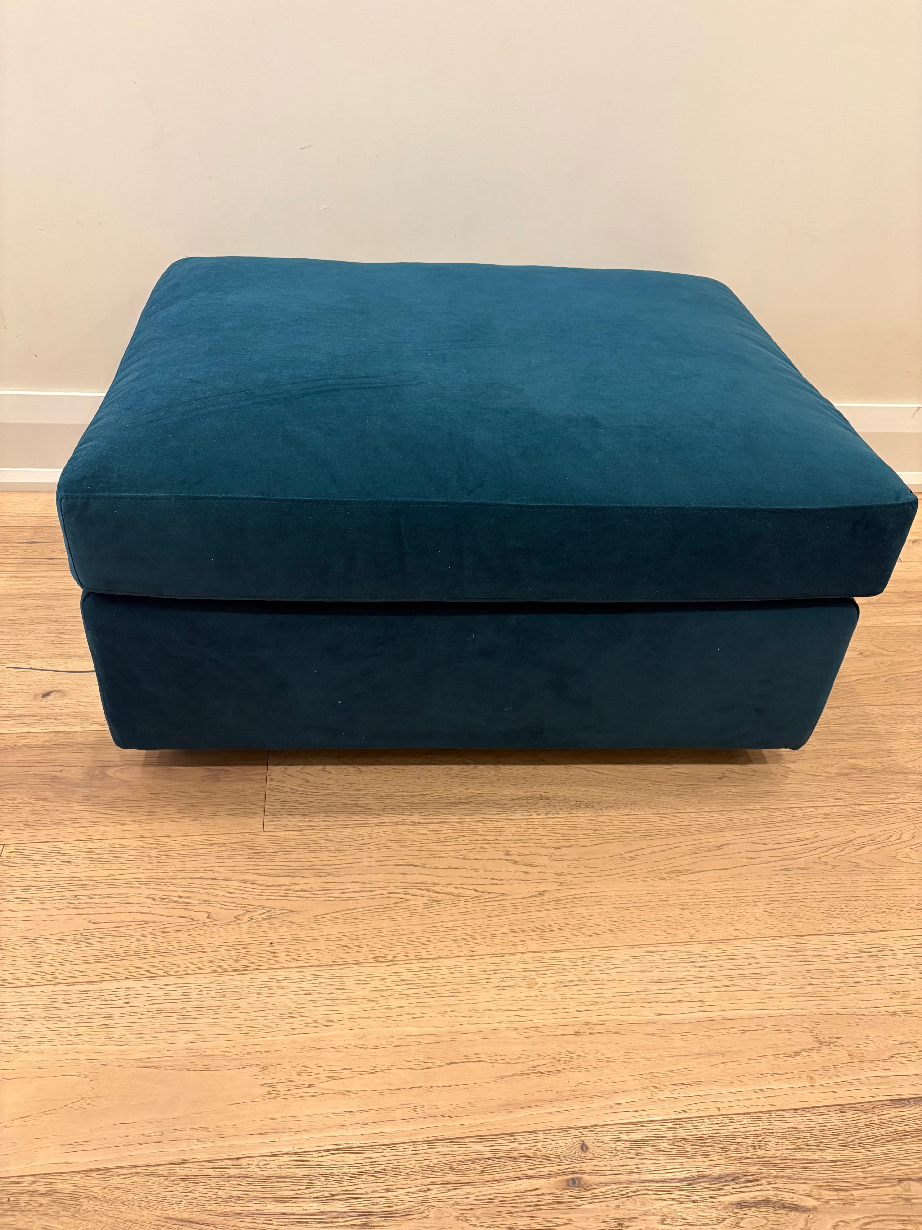 Custom-Made Teal Velvet Ottoman - photo 2
