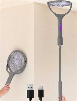 Rechargeable Fly Zapper Racket, Rotating Head — New