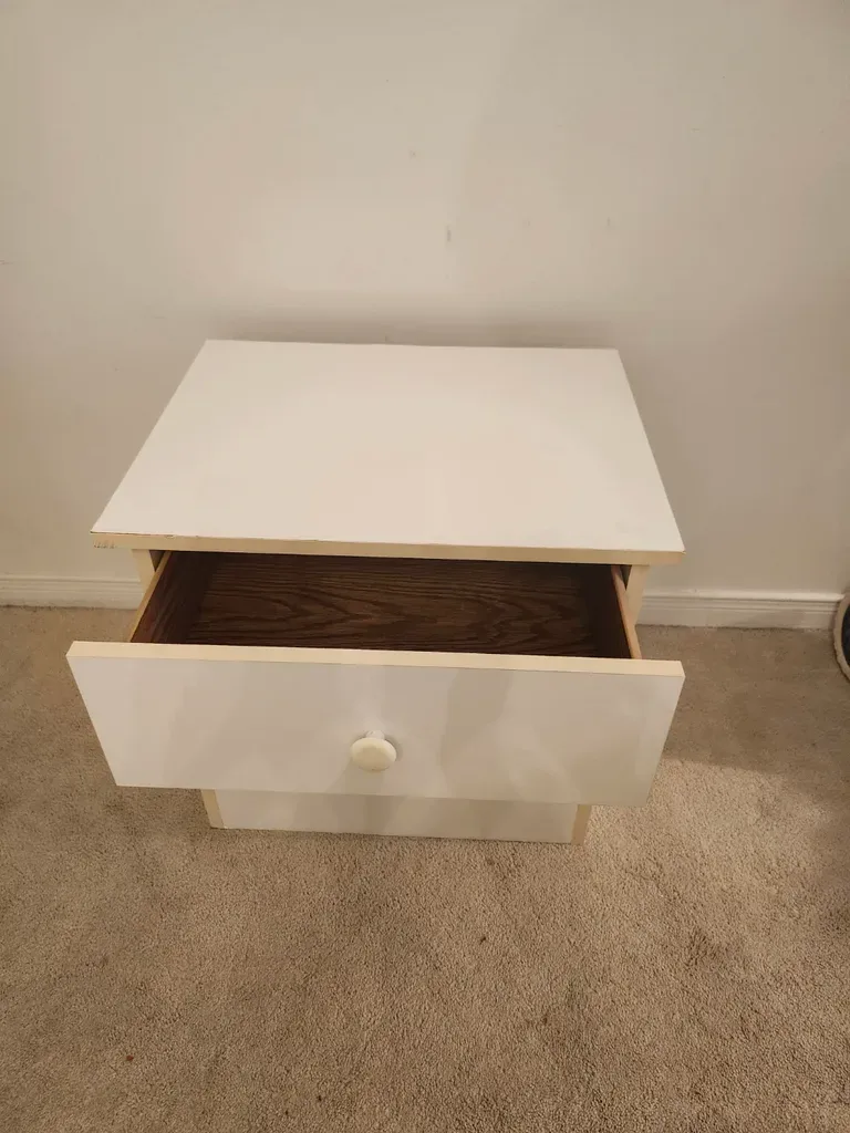 White Nightstand with Drawer and Shelf - photo 2
