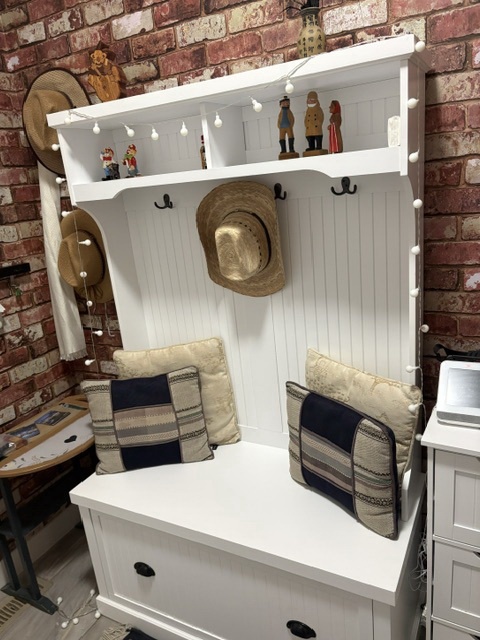 White Entryway Hall Tree / Storage Bench - photo 5